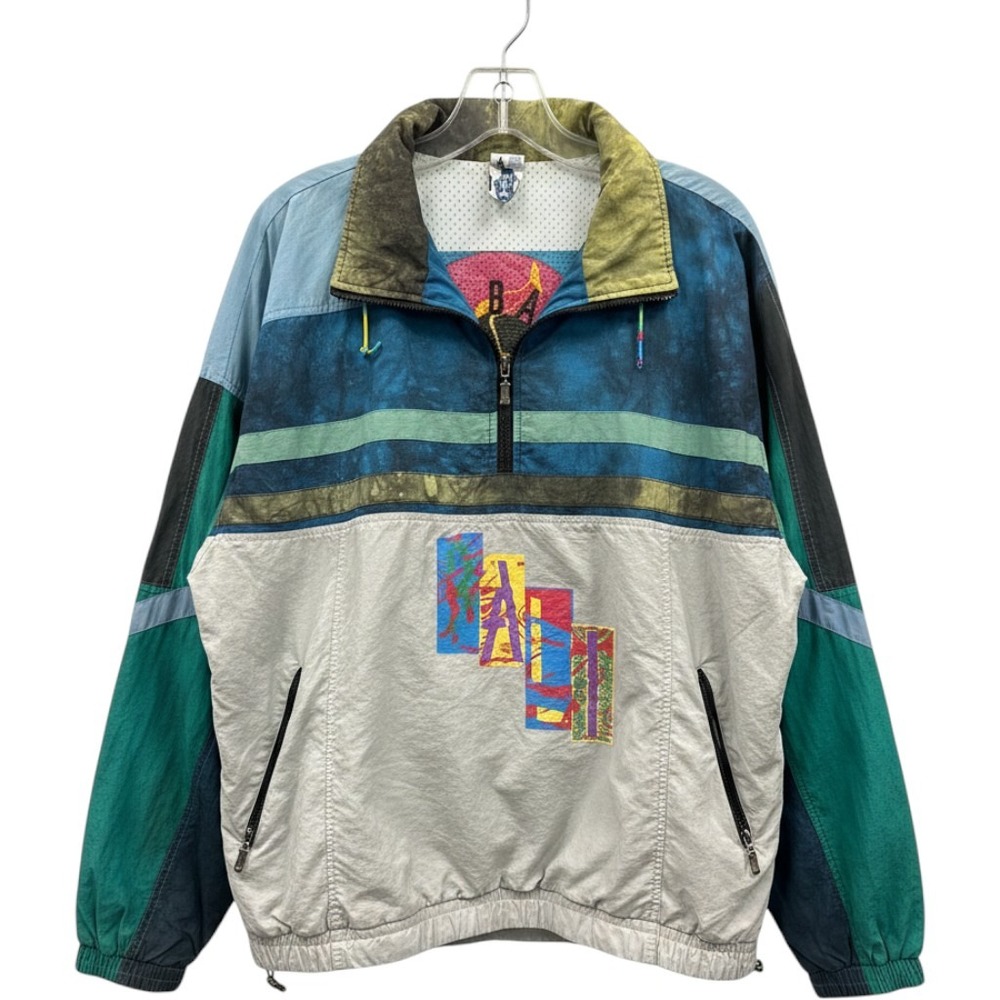 Vintage 90s Rodeo Men XL Colorblock Abstract Acid Wash 1/4 Zip Windbreaker Bali